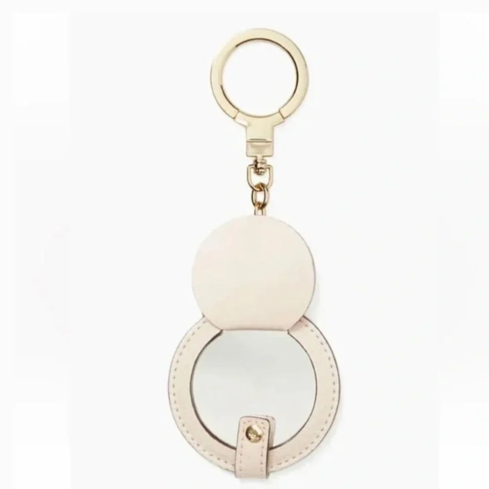 NWT KATE ♠️ SPADE LEATHER KEY CHAIN / FOB IN ROSE WITH MIRROR - Picture 2 of 7